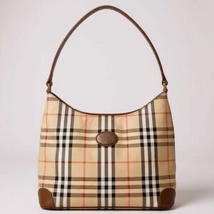 Burberrys Nova Check Shoulder Bag Canvas Beige